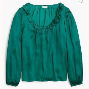 J. Crew Women's Green Ruffle Top